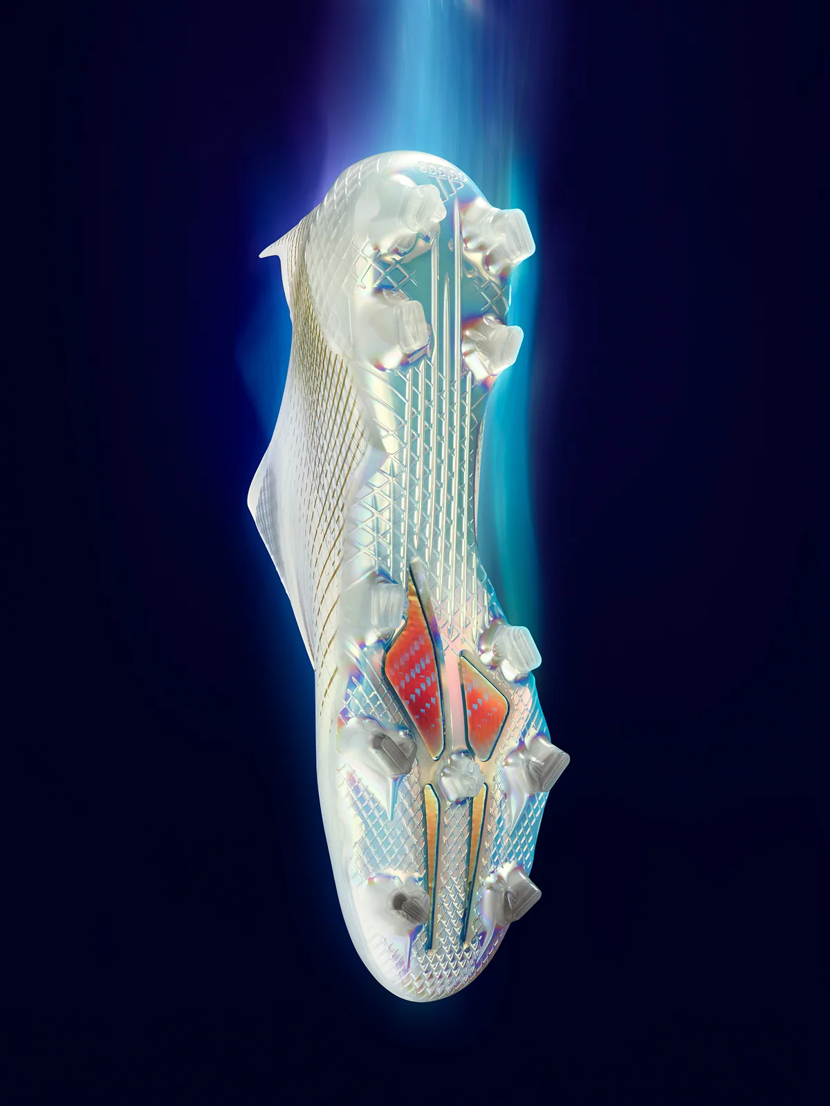 Adidas boot on blue background