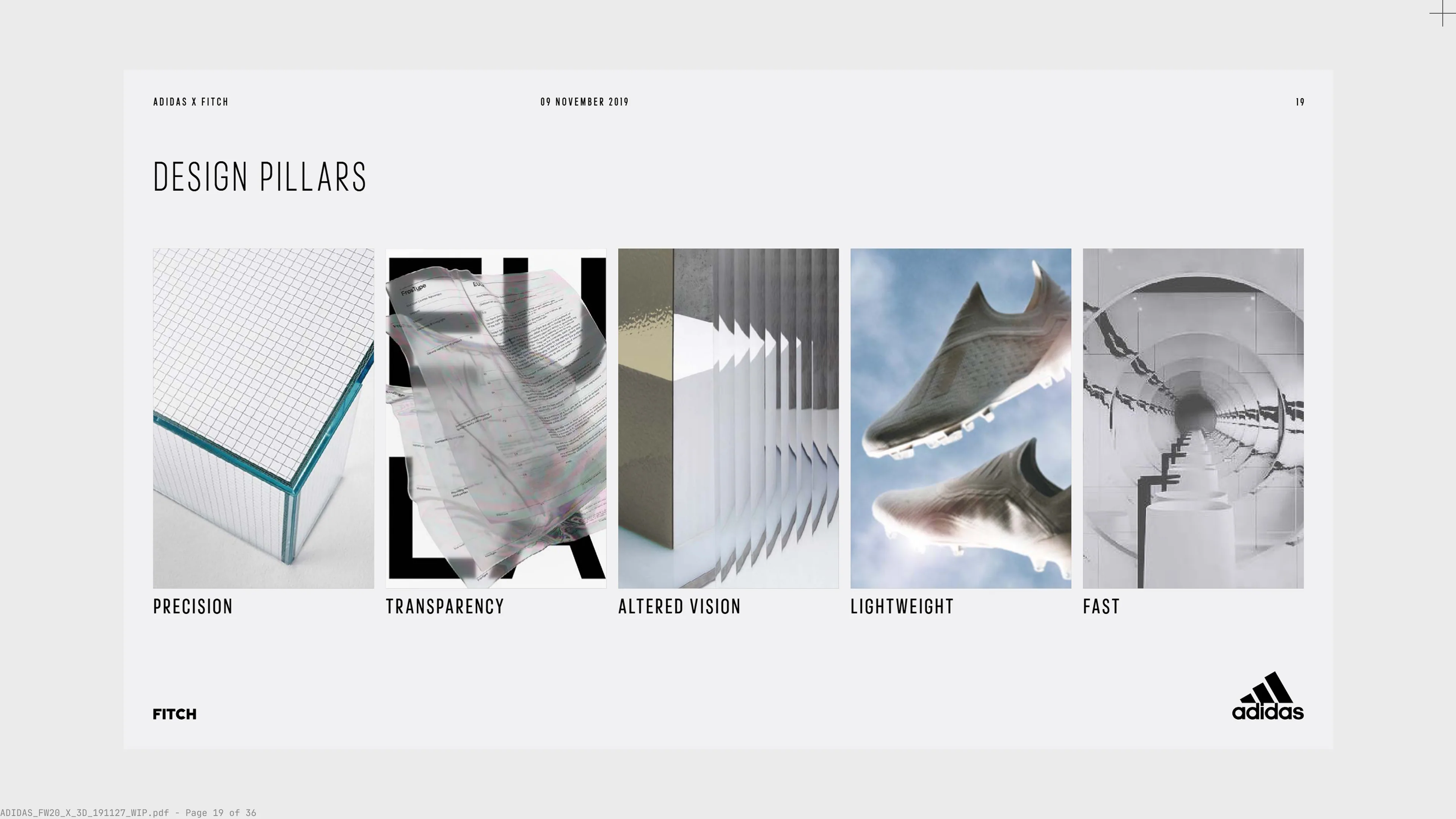 Presentation page showing design pillars for 3D