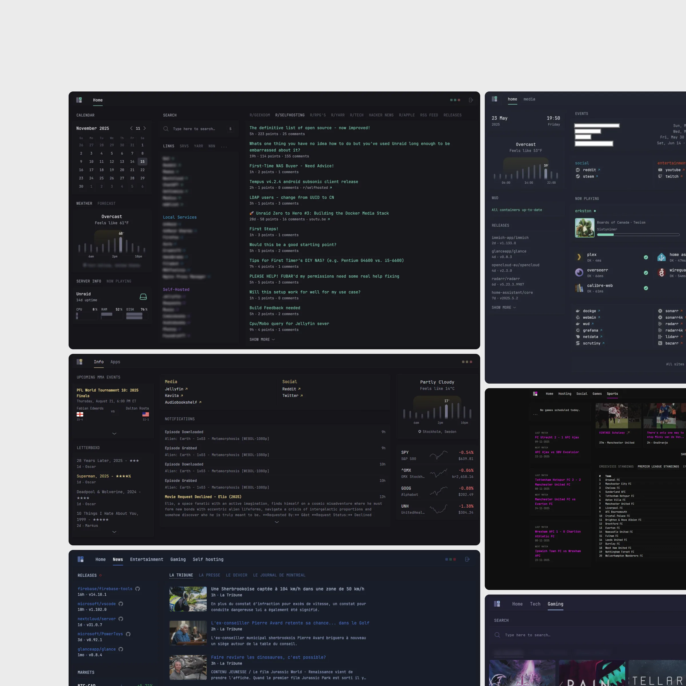 Dashboard examples in colours
