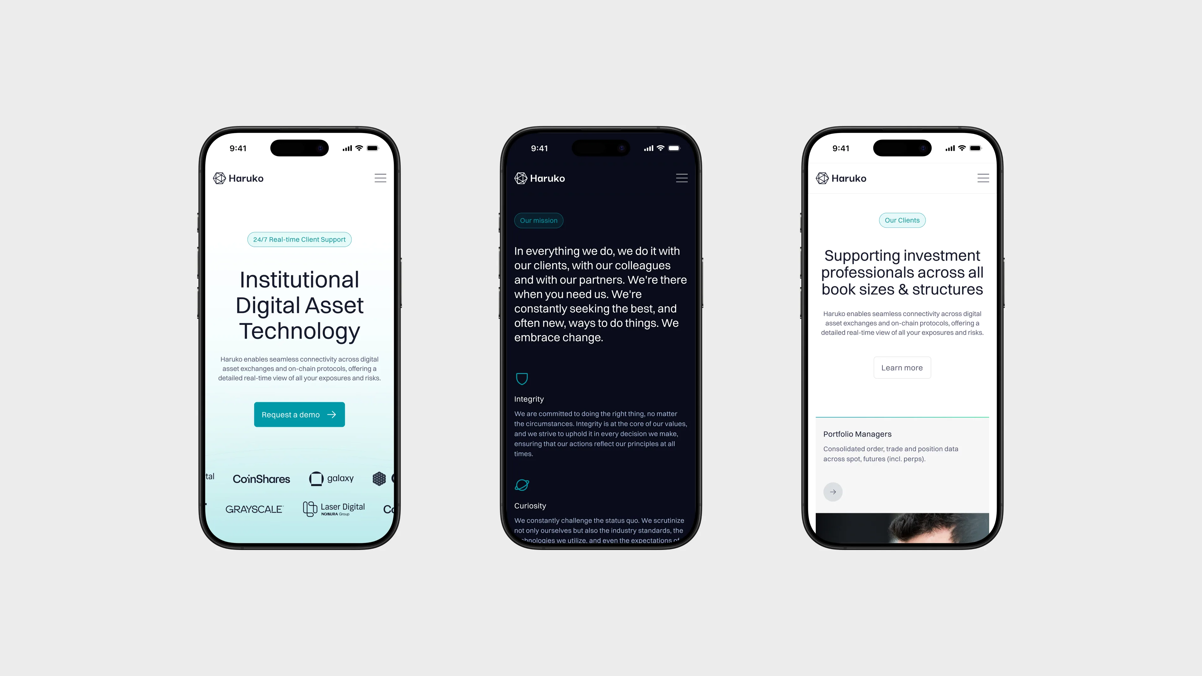 Three iPhone mockup screens