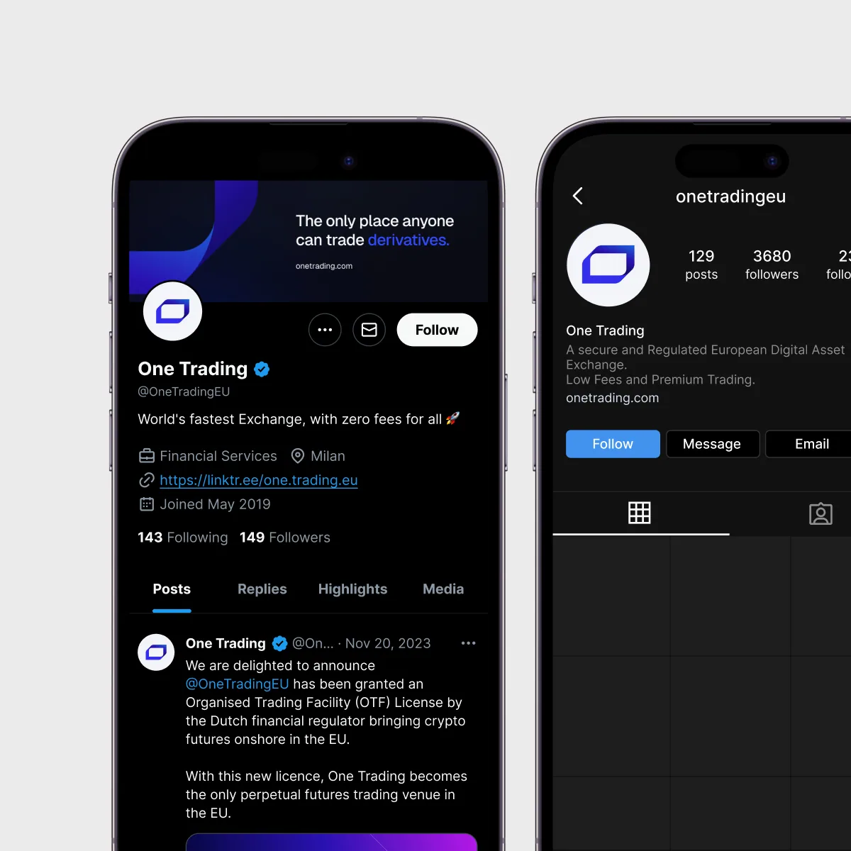 iPhone mockup with twitter profile screen