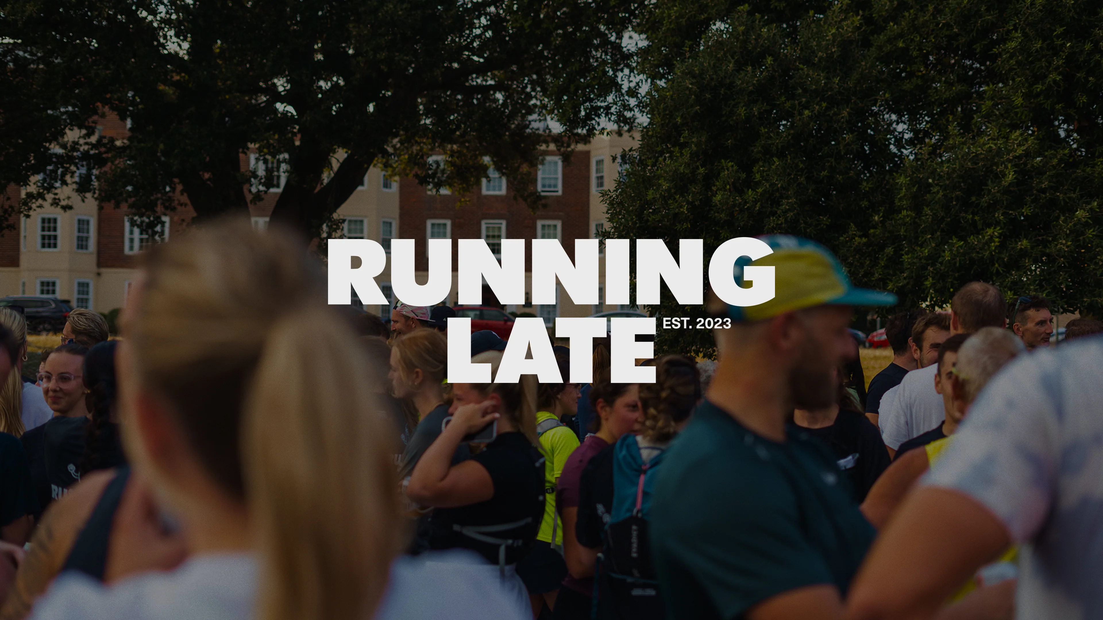 Running Late logo on image background